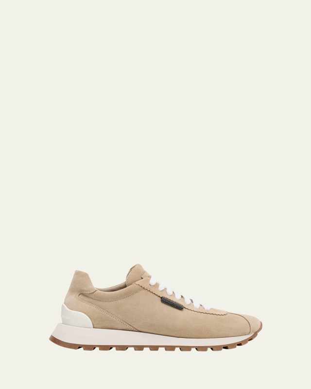 Suede Monili-Tab Runner Sneakers